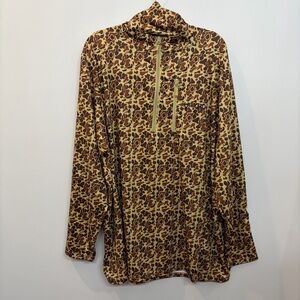 Heybo Men's Camo Hooded Quarter Zip Pullover Shirt Fishing Hunting Size XL